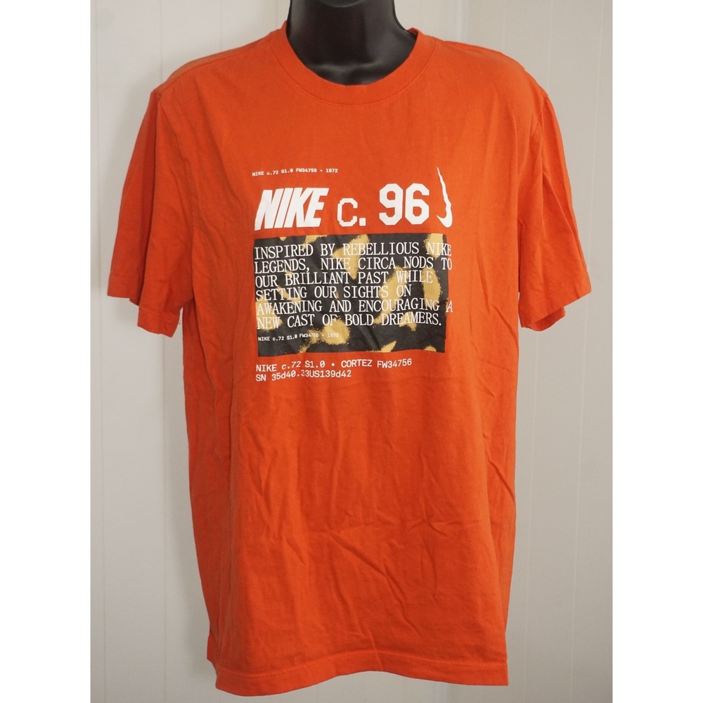 Nike Medium Orange Graphic T-Shirt Circa 96 Rebellious Legends Graphic